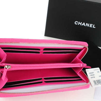 Chanel Caviar Quilted Large Gusset Zip Around Wallet Pink 5 of 8