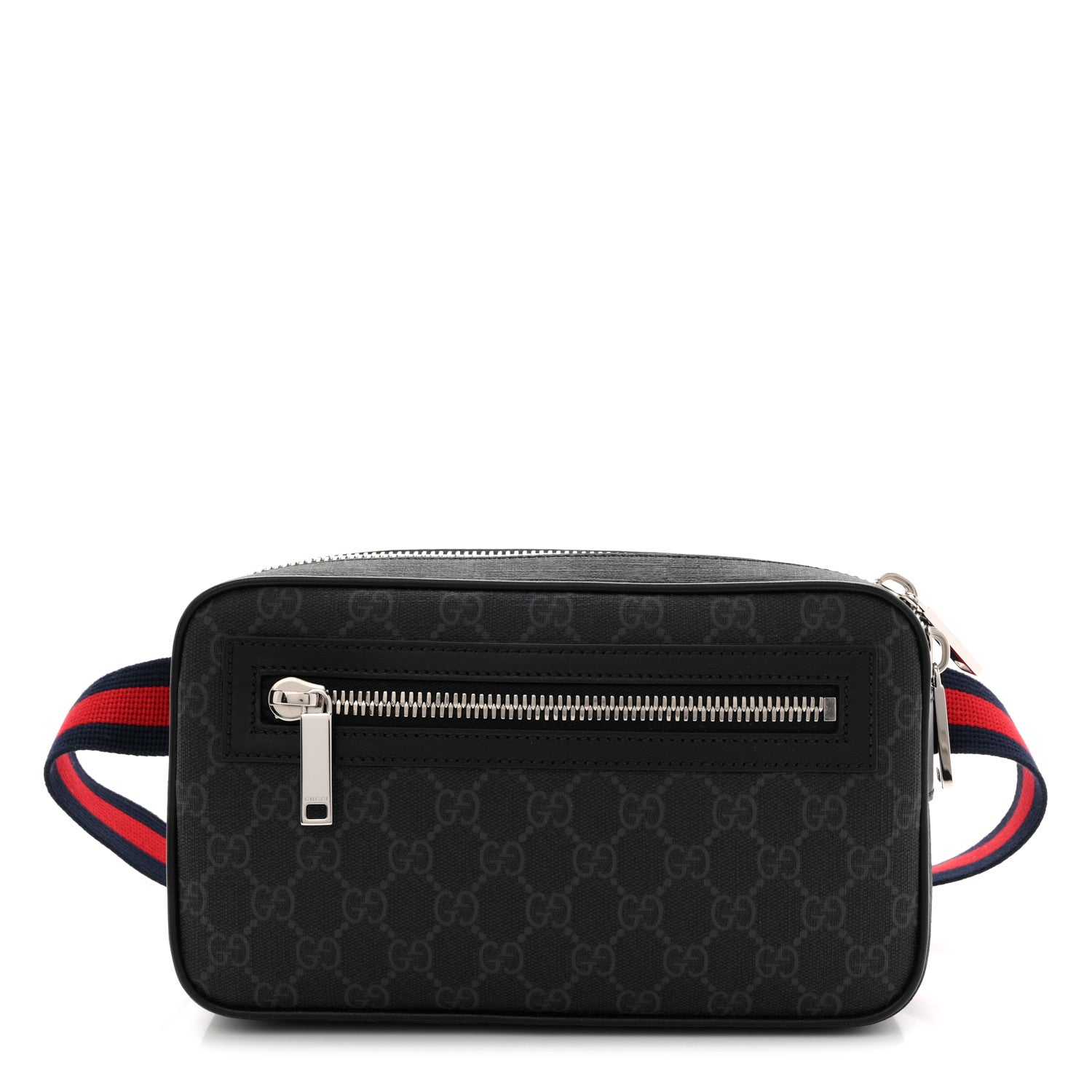 Gucci Soft GG Supreme Monogram Web Belt Bag Black Grey 1 of 10