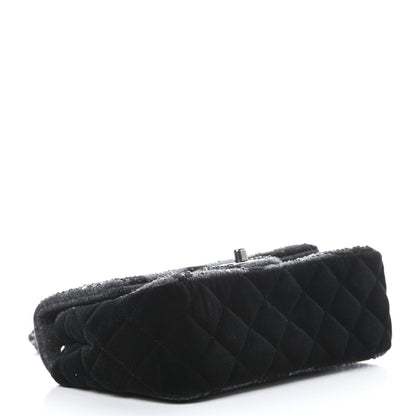 Chanel Wool Velvet Crystal Studded Mini Rectangular Flap Grey Black 4 of 12