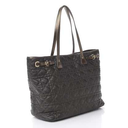 Christian Dior Coated Canvas Cannage Medium Panarea Tote Bronze 3 of 16
