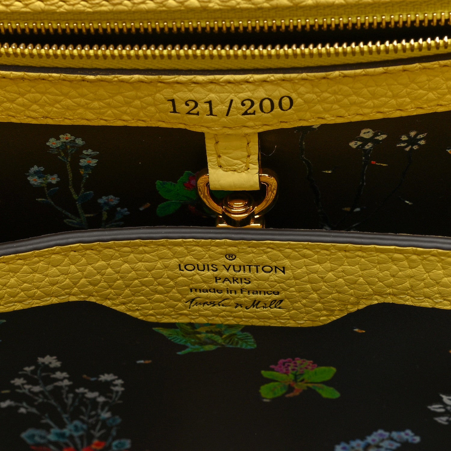 Louis Vuitton Taurillon Embroidered Tenderness Capucines MM Yellow Multicolor 6 of 9