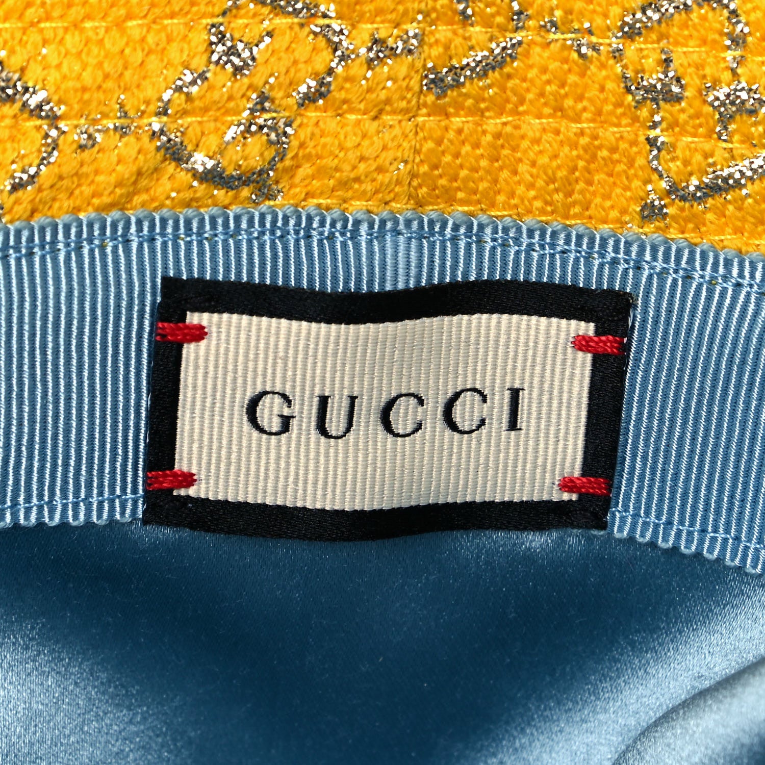 Gucci Canvas Lame GG Monogram Desert Bucket Hat S Yellow 6 of 7