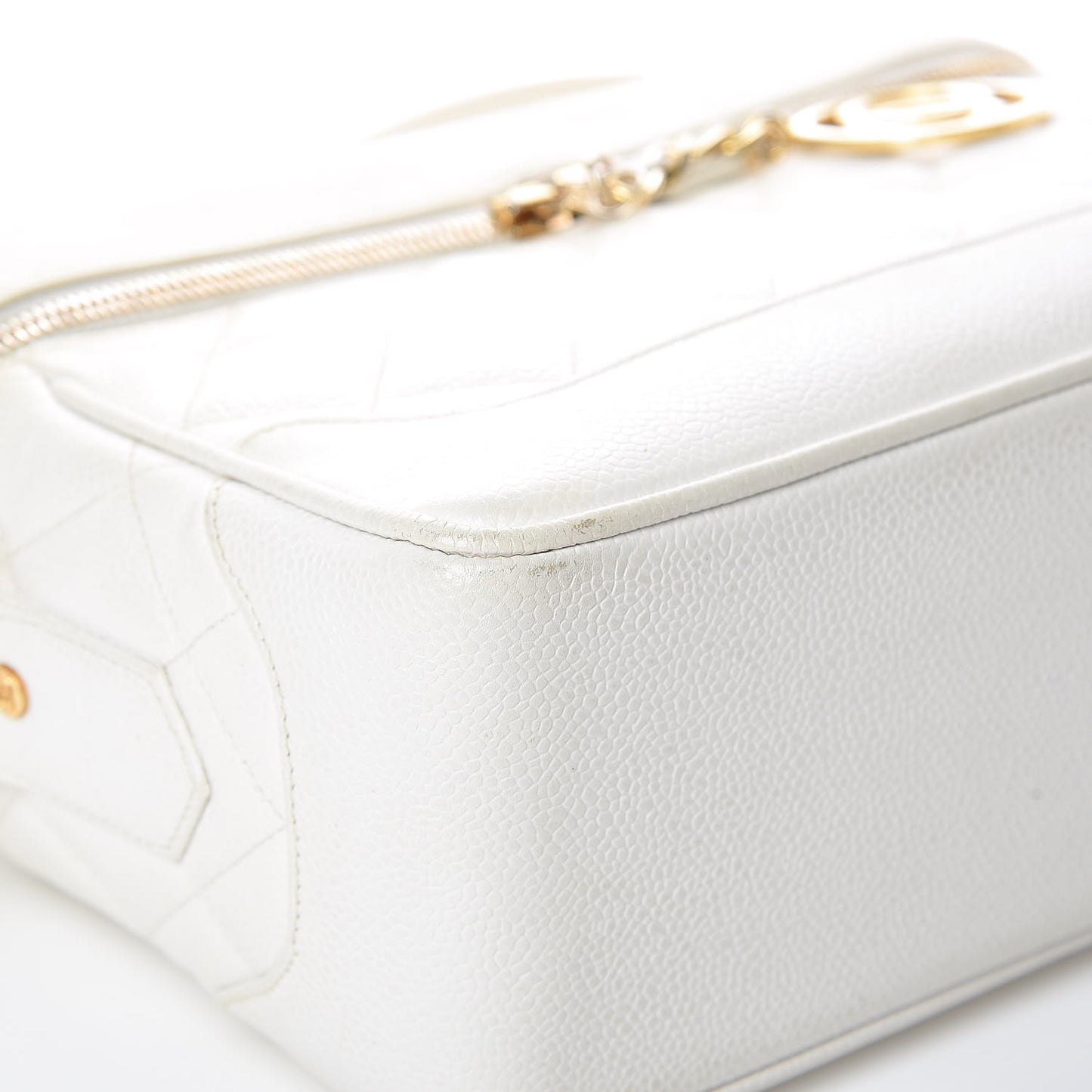 Caviar Quilted Camera Case White