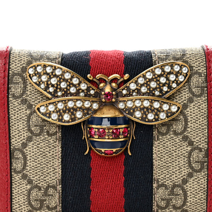 Gucci GG Supreme Monogram Web Queen Margaret Card Case Wallet Red 1 of 9