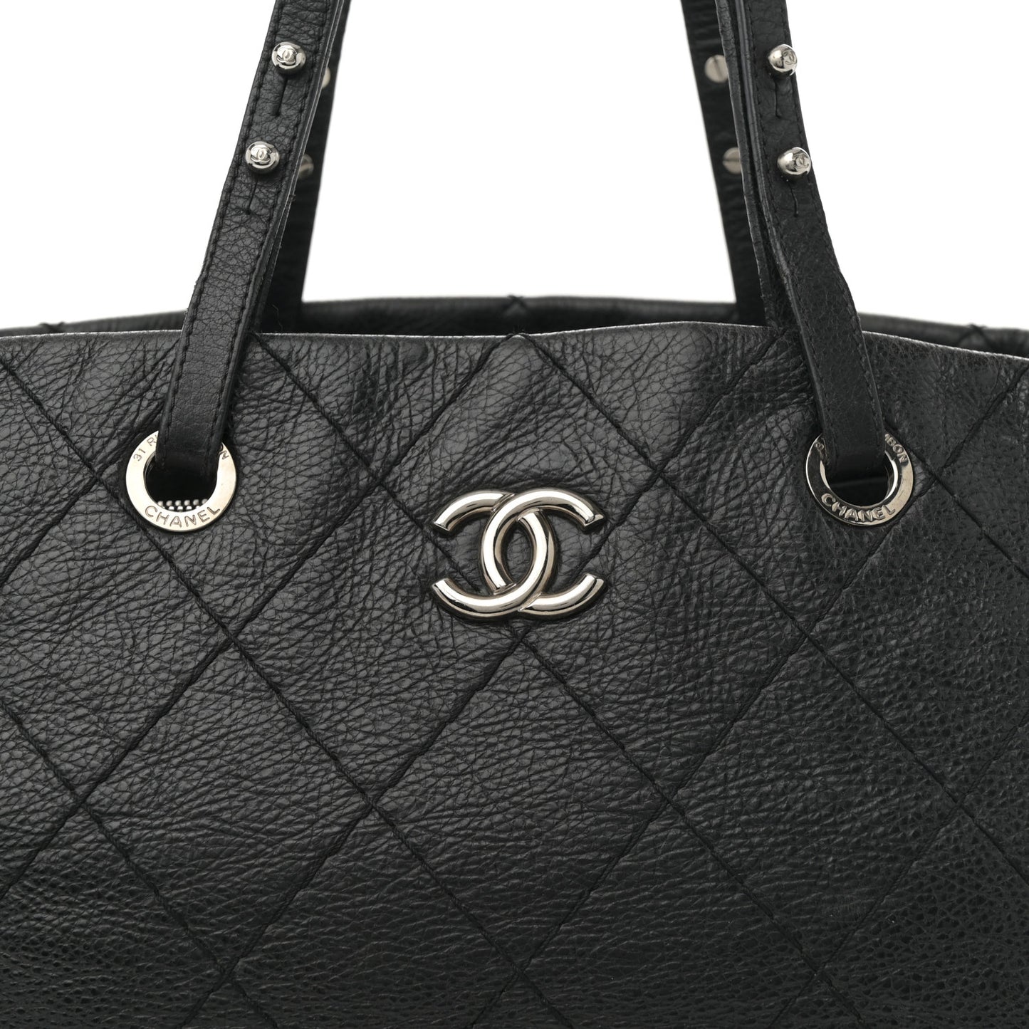 Glazed Calfskin Large On The Road Tote Black