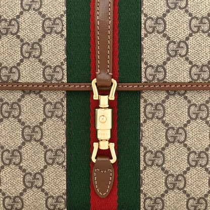 Gucci GG Supreme Monogram Azalea Calfskin Web Jackie 1961 Belt Bag 90 36 Beige Ebony Brown Sugar 9 of 11
