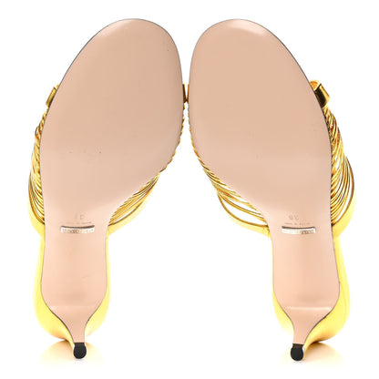 Gucci Metallic Nappa Crawford Knotted Mid Heel Slides 38 Gold 7 of 14