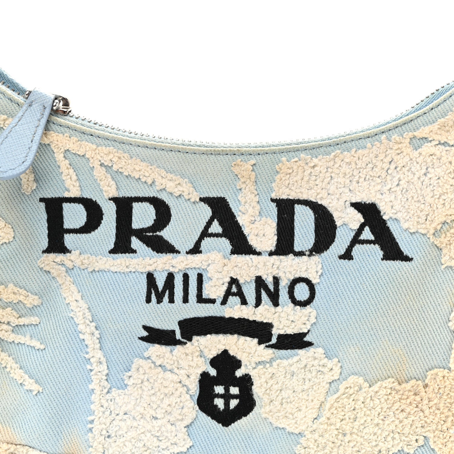 Prada Nylon Embroidered Drill Mini Re-Edition 2000 Bag Sky Blue