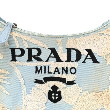 Prada Nylon Embroidered Drill Mini Re-Edition 2000 Bag Sky Blue White 8 of 11