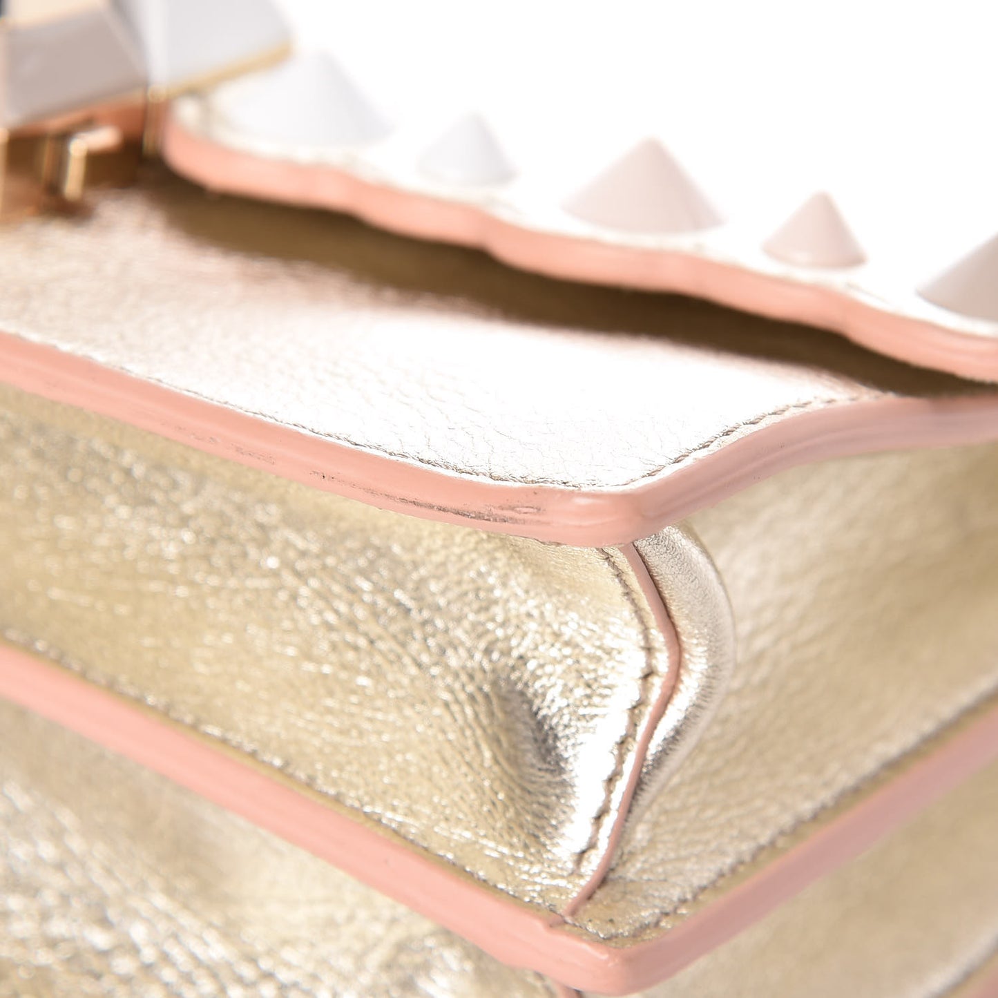 Vitello Catalan Mirror Scalloped Multi Studded Small Kan I Shoulder Bag Champagne
