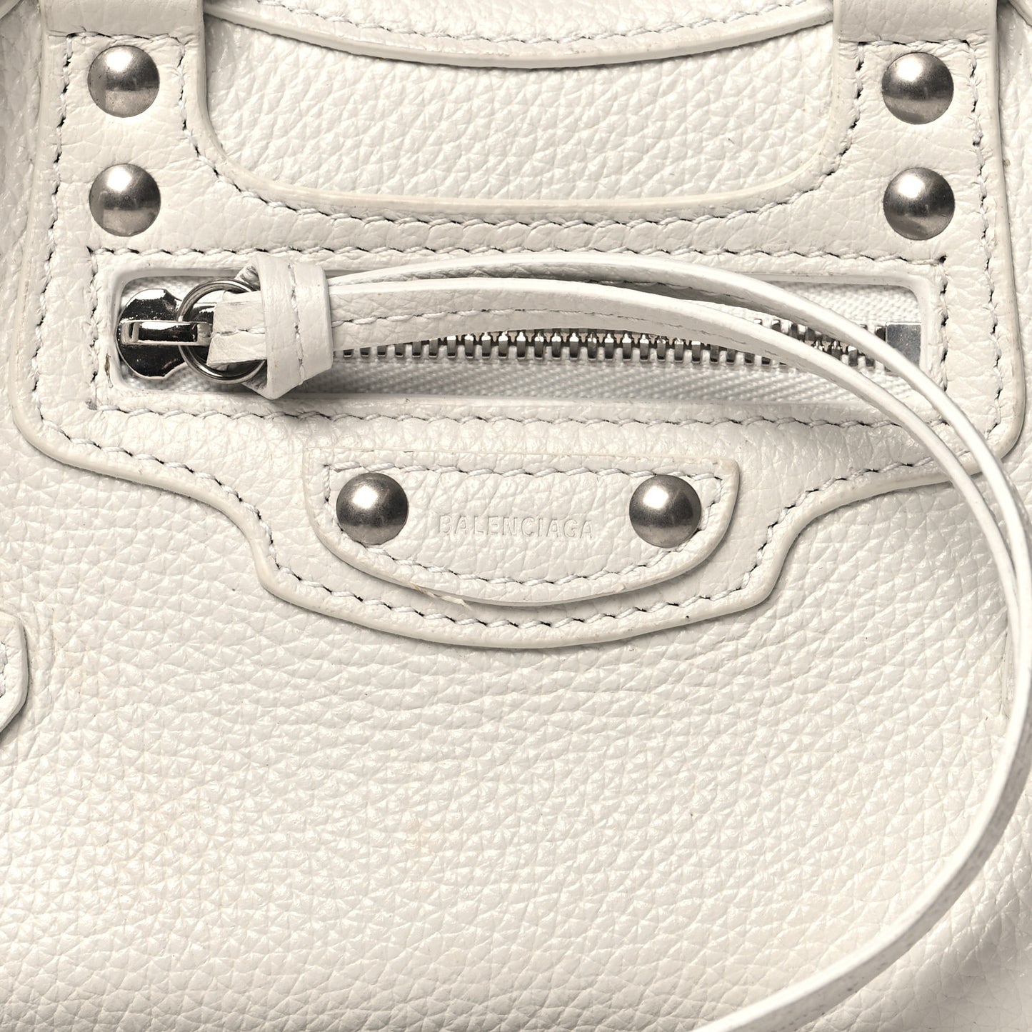 Grained Calfskin Neo Classic Silver Hardware Nano City Crossbody White