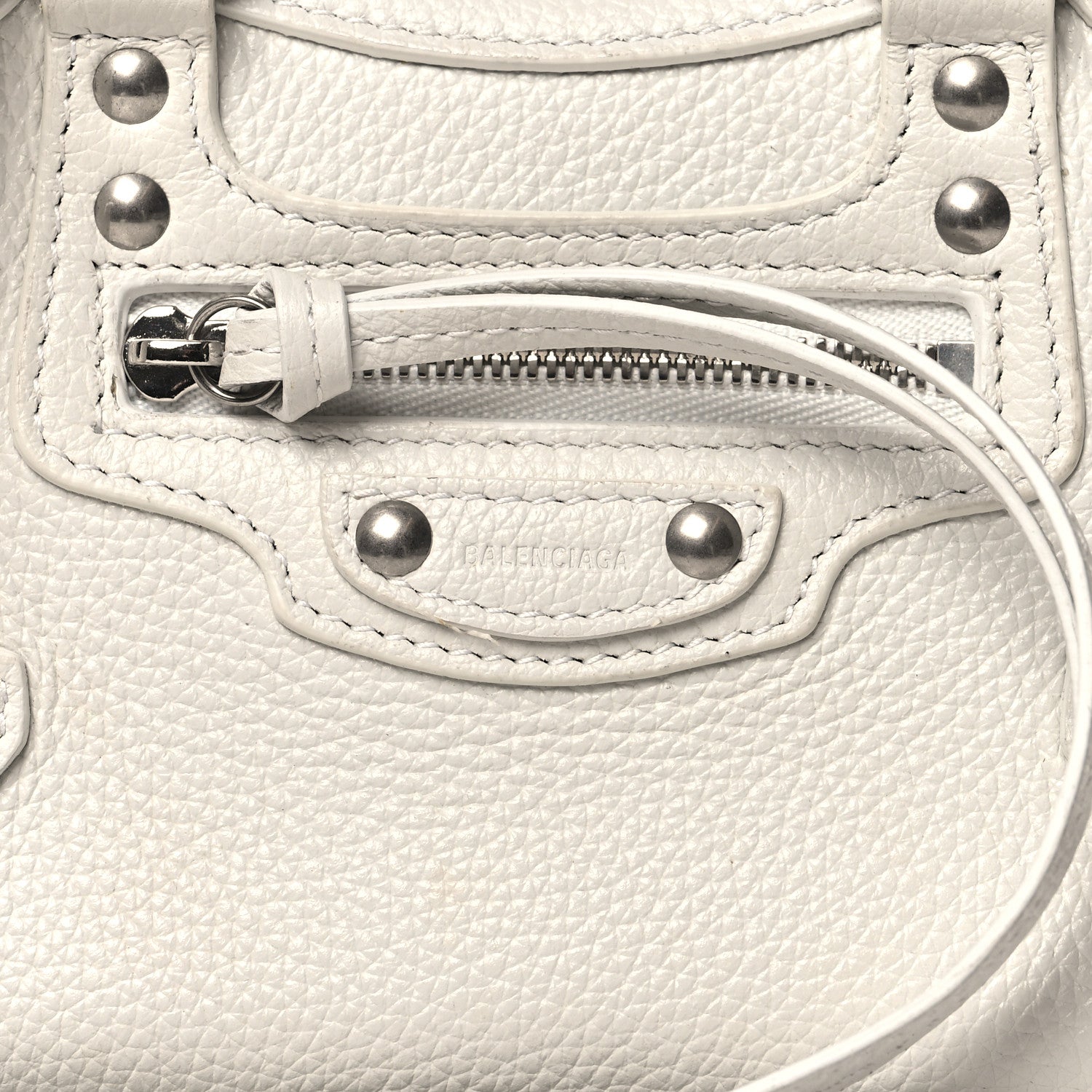 Balenciaga Grained Calfskin Neo Classic Silver Hardware Nano City Crossbody White 8 of 11