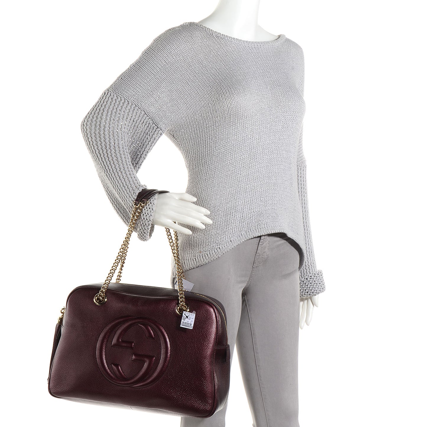 Metallic Cellarius Calfskin Medium Soho Bowler Classic Burgundy