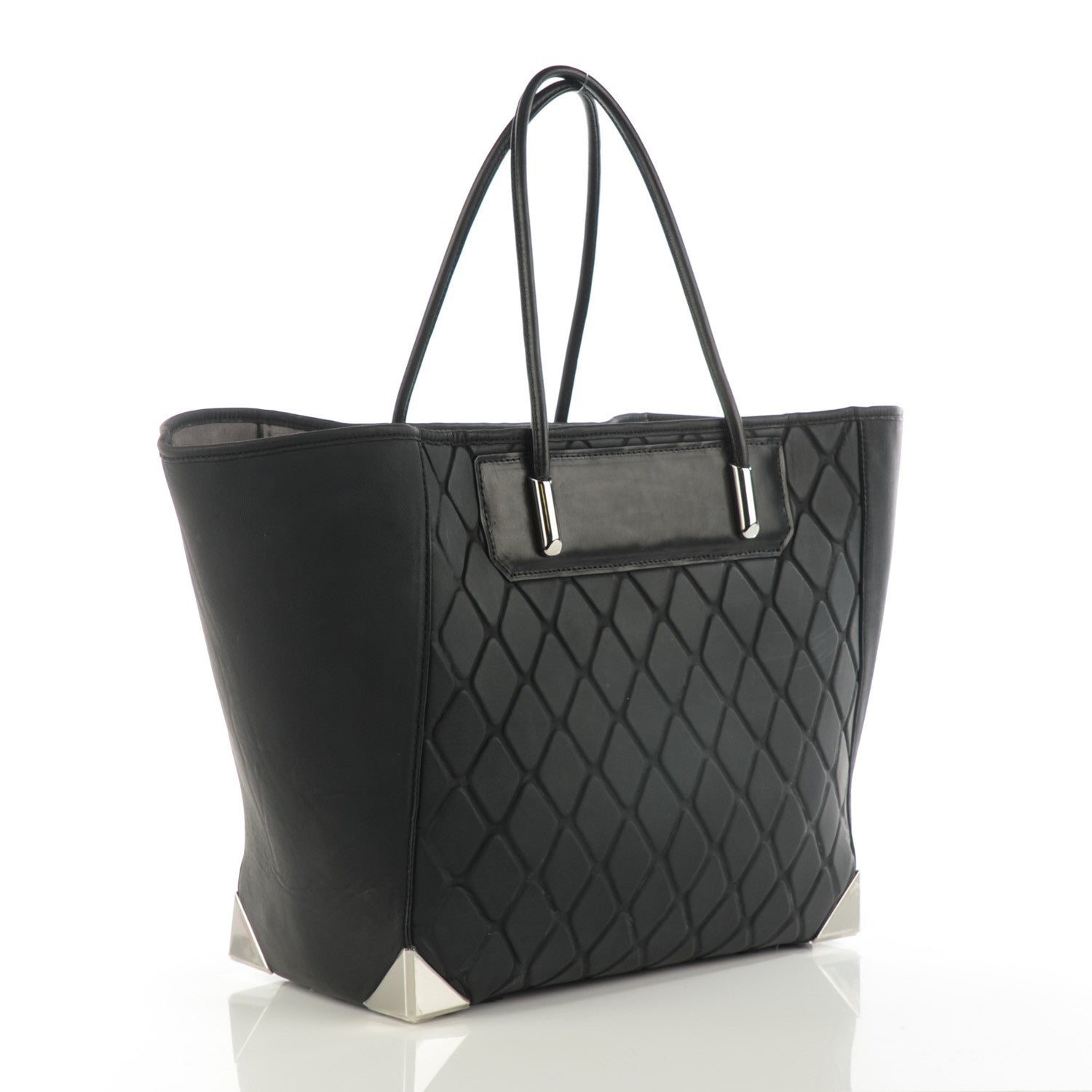 Alexander Wang Lambskin Diamond Embossed Skeletal Tote Black 3 of 8