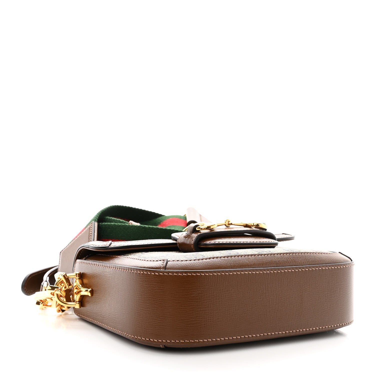 Gucci GG Supreme Monogram Web Mini Horsebit 1955 Shoulder Bag Beige Brown Sugar 4 of 10