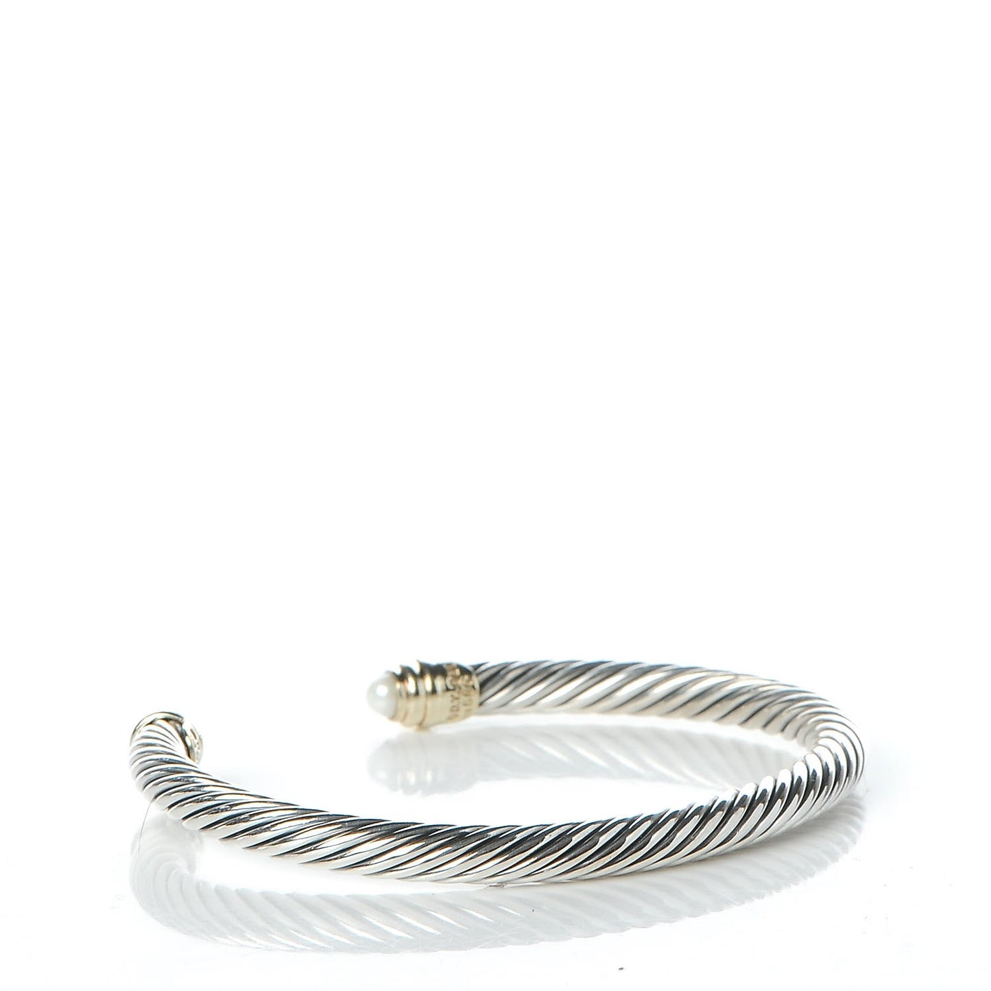 Sterling Silver 14K Yellow Gold Pearl 5mm Cable Classics Petite Color Bracelet