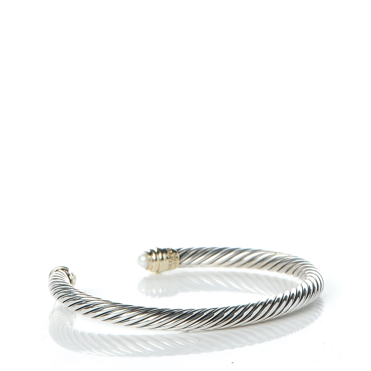 David Yurman Sterling Silver 14K Yellow Gold Pearl 5mm Cable Classics Petite Color Bracelet 3 of 5