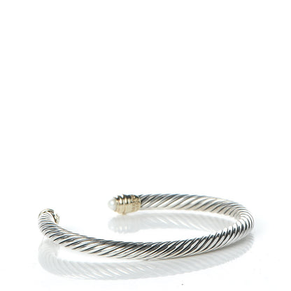 David Yurman Sterling Silver 14K Yellow Gold Pearl 5mm Cable Classics Petite Color Bracelet 3 of 5
