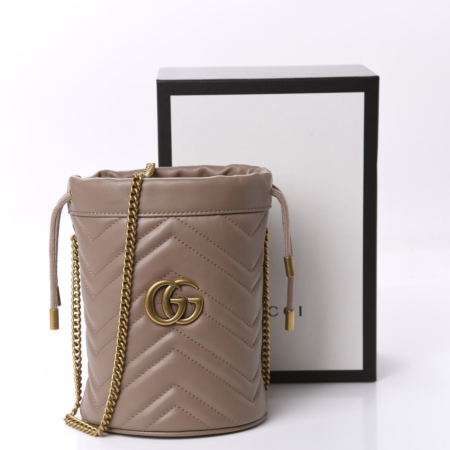 Gucci Calfskin Matelasse Mini GG Marmont 2.0 Bucket Bag Porcelain Rose 13 of 13