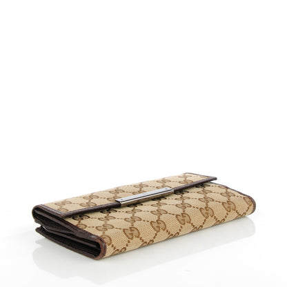 Gucci Monogram Metal Bar Continental Flap Wallet Beige Ebony Dark Brown 4 of 7