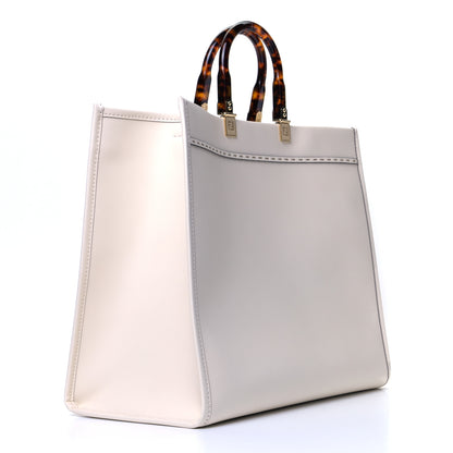 Fendi Vitello King Plexiglass Logo Embossed Large Fendi Sunshine Shopper Tote White Ice 2 of 4