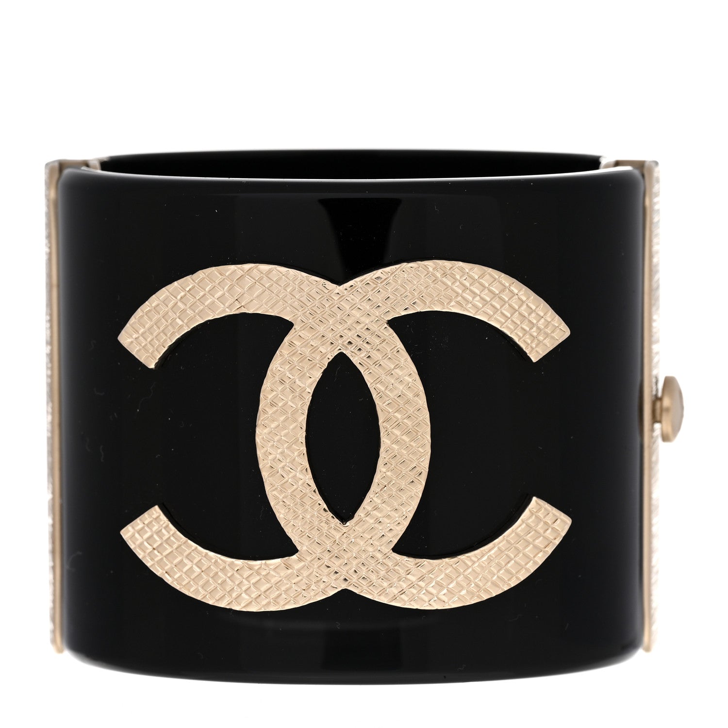 Chanel Resin CC Cuff Black Gold 1 of 5