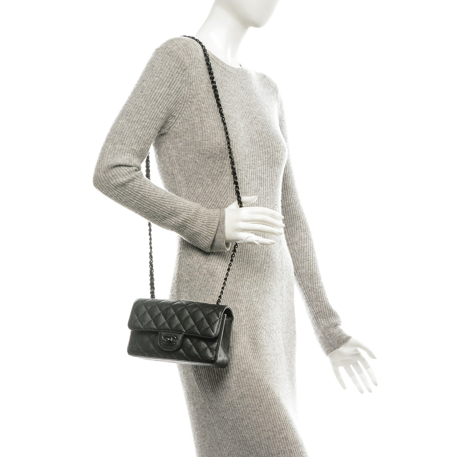 Chanel Crumpled Calfskin Quilted Mini Rectangular Flap So Black 2 of 7