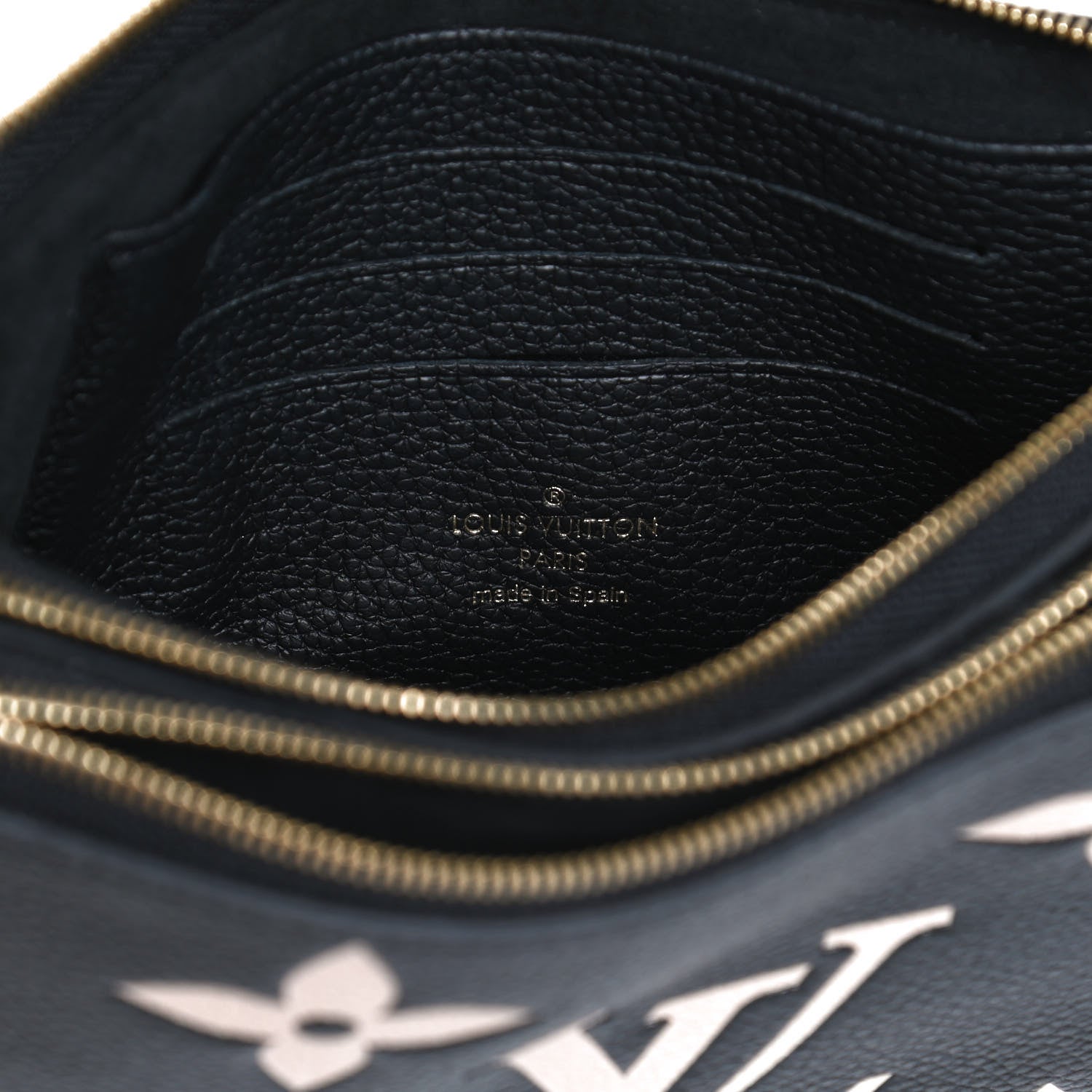 Louis Vuitton Empreinte Monogram Giant Double Zip Pochette Black Cream 6 of 11