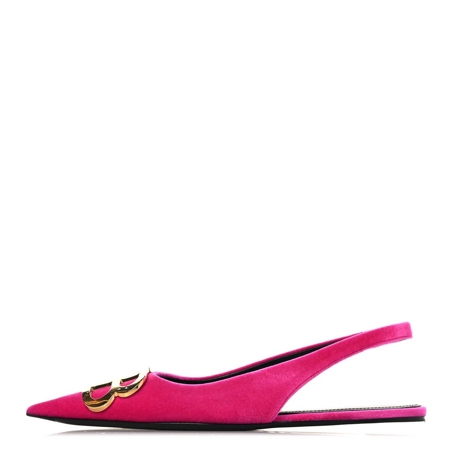 Velvet BB Knife Pointy Toe Slingback Flats 35 Pink