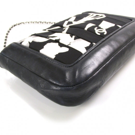 Canvas Pleated Symbols Pochette Black