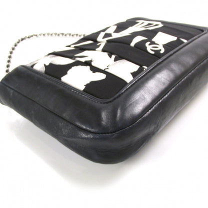 Chanel Canvas Pleated Symbols Pochette Black 5 of 10