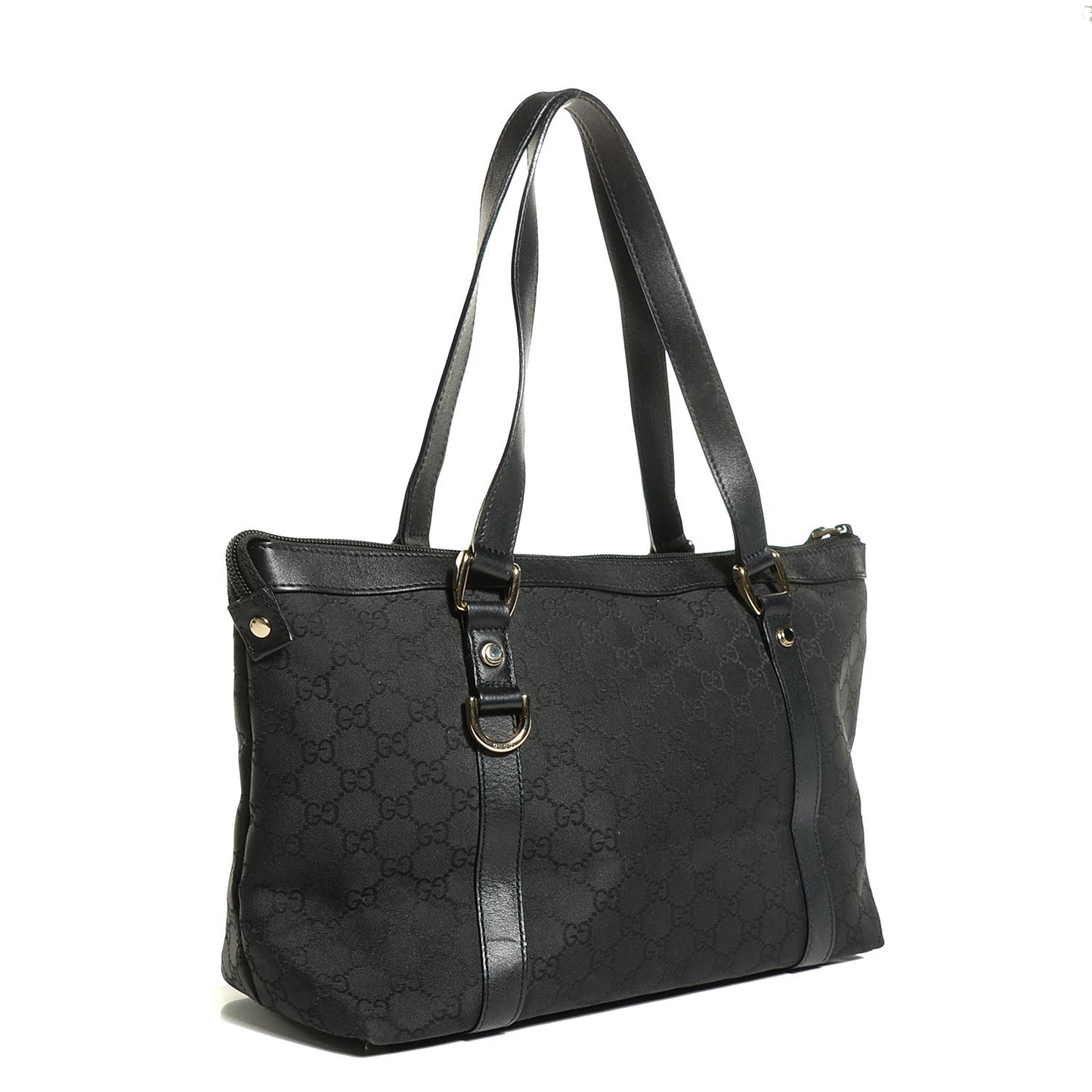 Nylon Monogram Medium Abbey Tote Black
