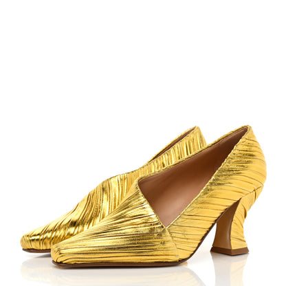 Bottega Veneta Metallic Bark Nappa Almond Pumps 39 Gold 3 of 7