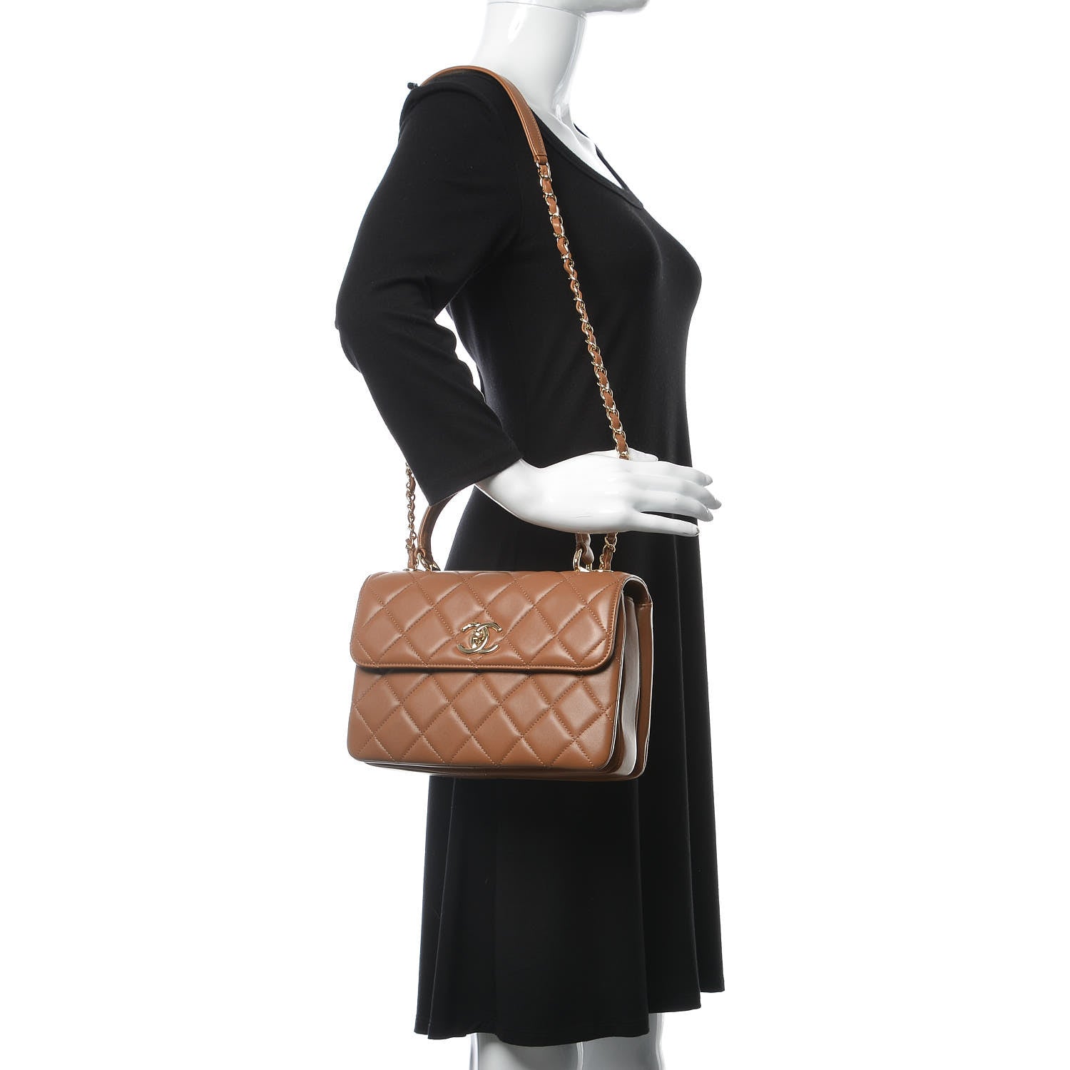 Chanel Lambskin Quilted Small Trendy CC Flap Dual Handle Bag Camel 2 of 9
