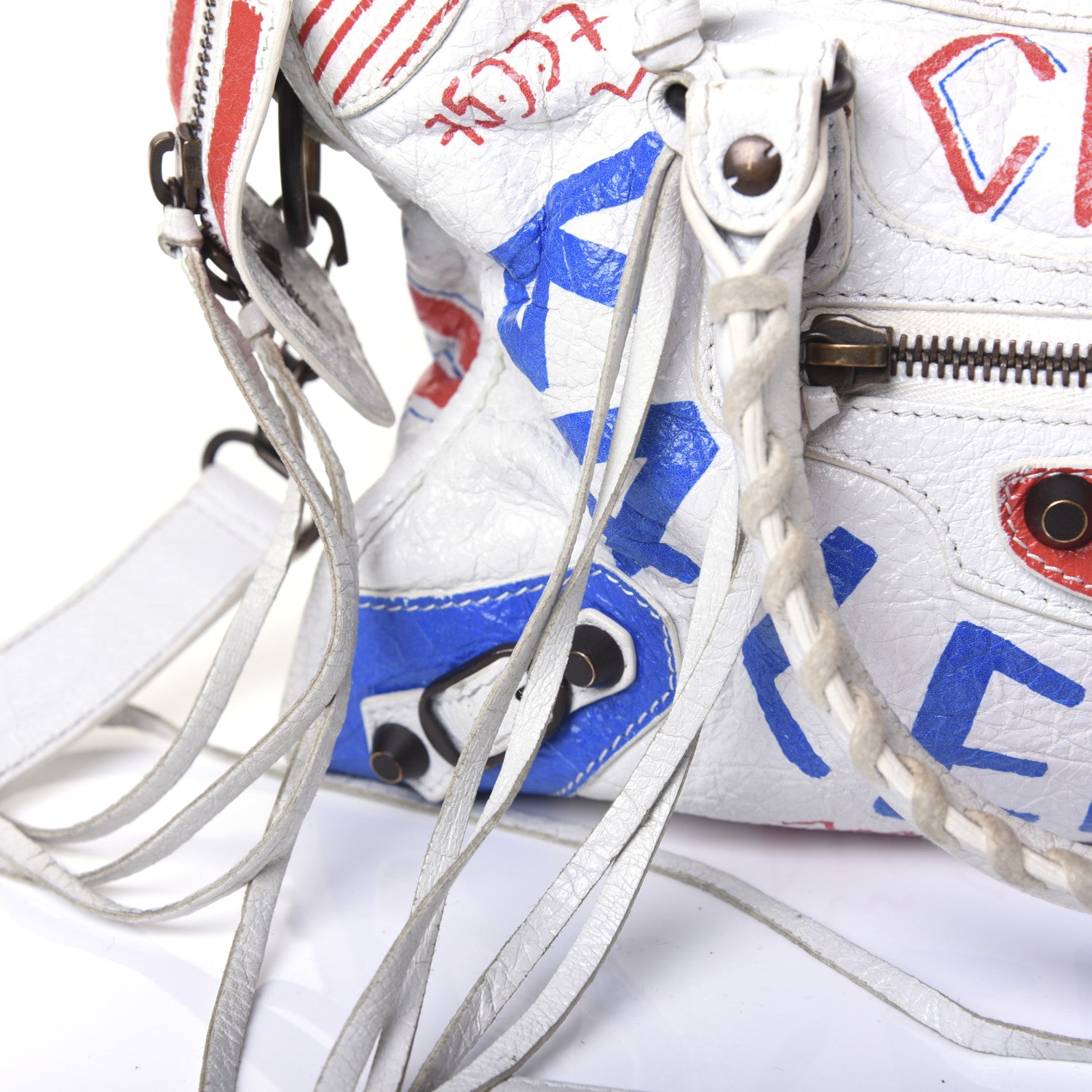 Balenciaga Agneau Graffiti All Over Classic Hardware S City White Bleu Rouge 21 of 21