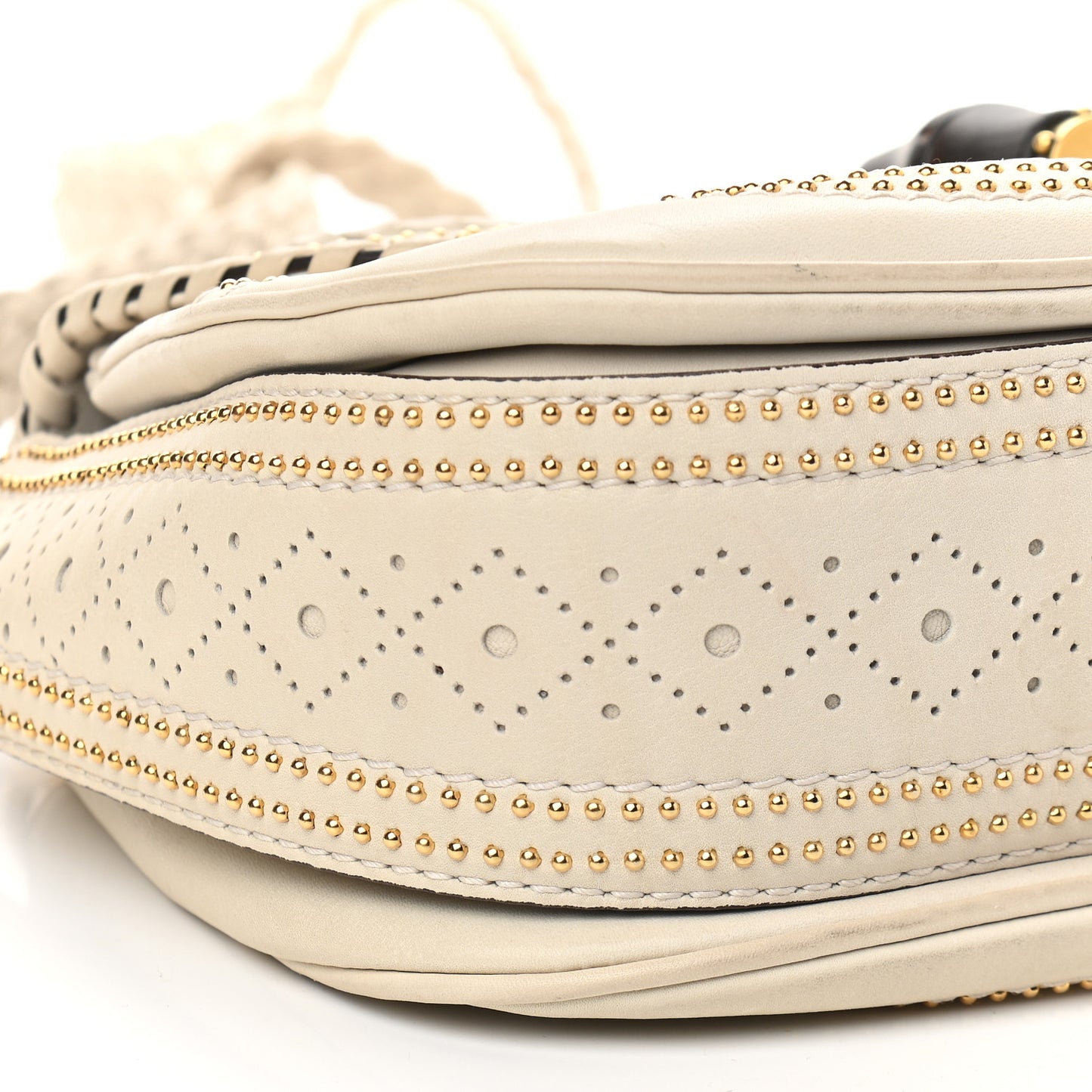 Calfskin Medium New Bamboo Top Handle Bag White