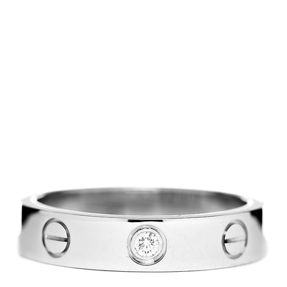 Cartier 18K White Gold Diamond 4mm LOVE Wedding Band Ring 49 5 1 of 5