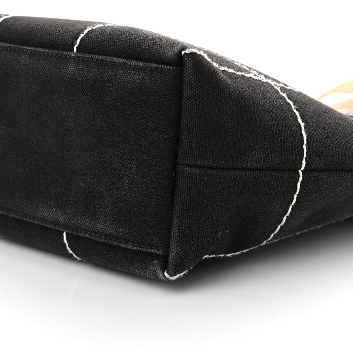 Canvas Square Stitched CC Small Tote Bag Black