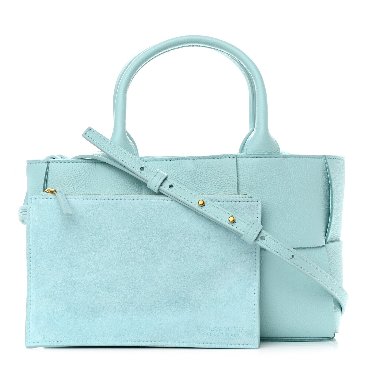 Grained Calfskin Maxi Intrecciato Mini Arco Tote Pale Blue