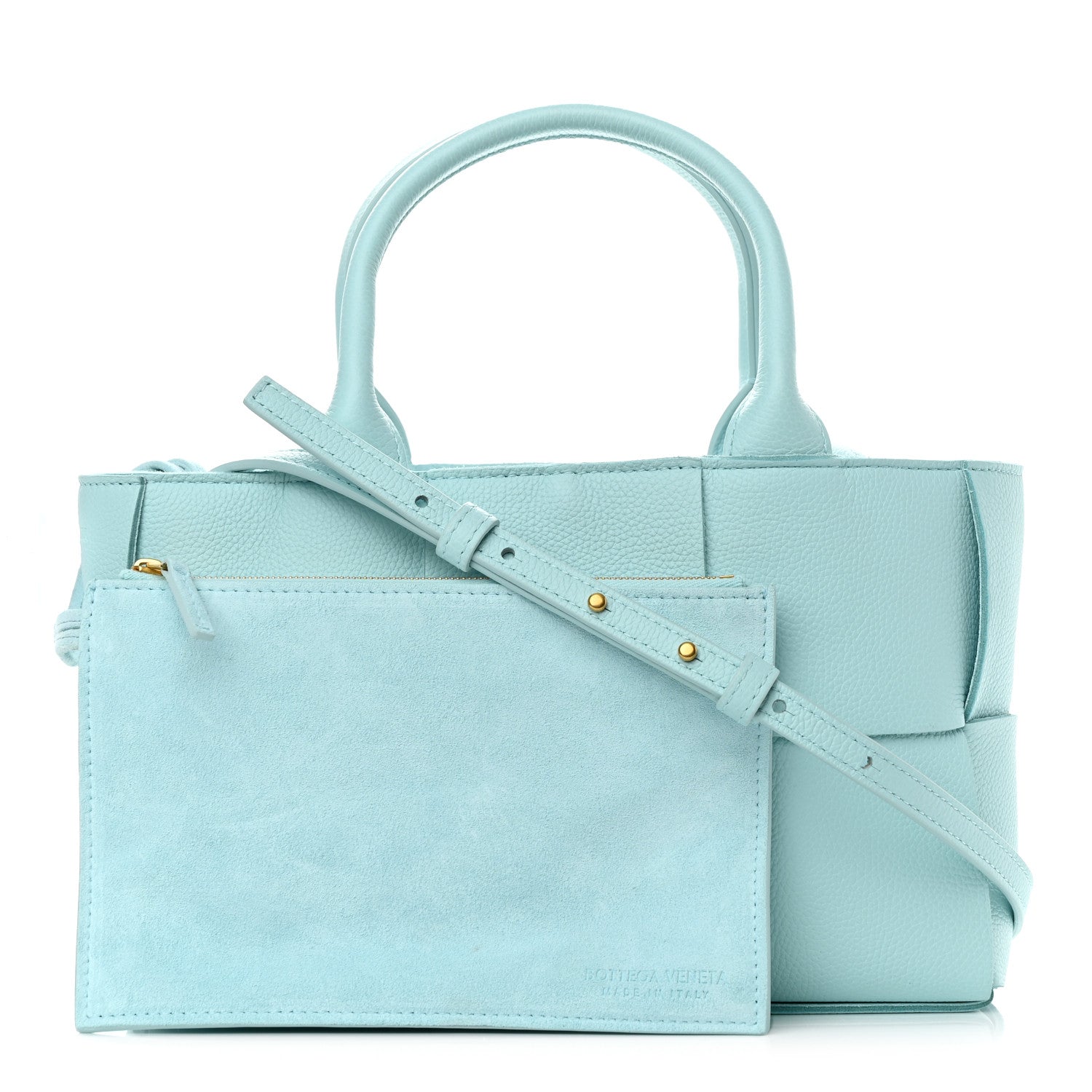 Bottega Veneta Grained Calfskin Maxi Intrecciato Mini Arco Tote Pale Blue 1 of 11