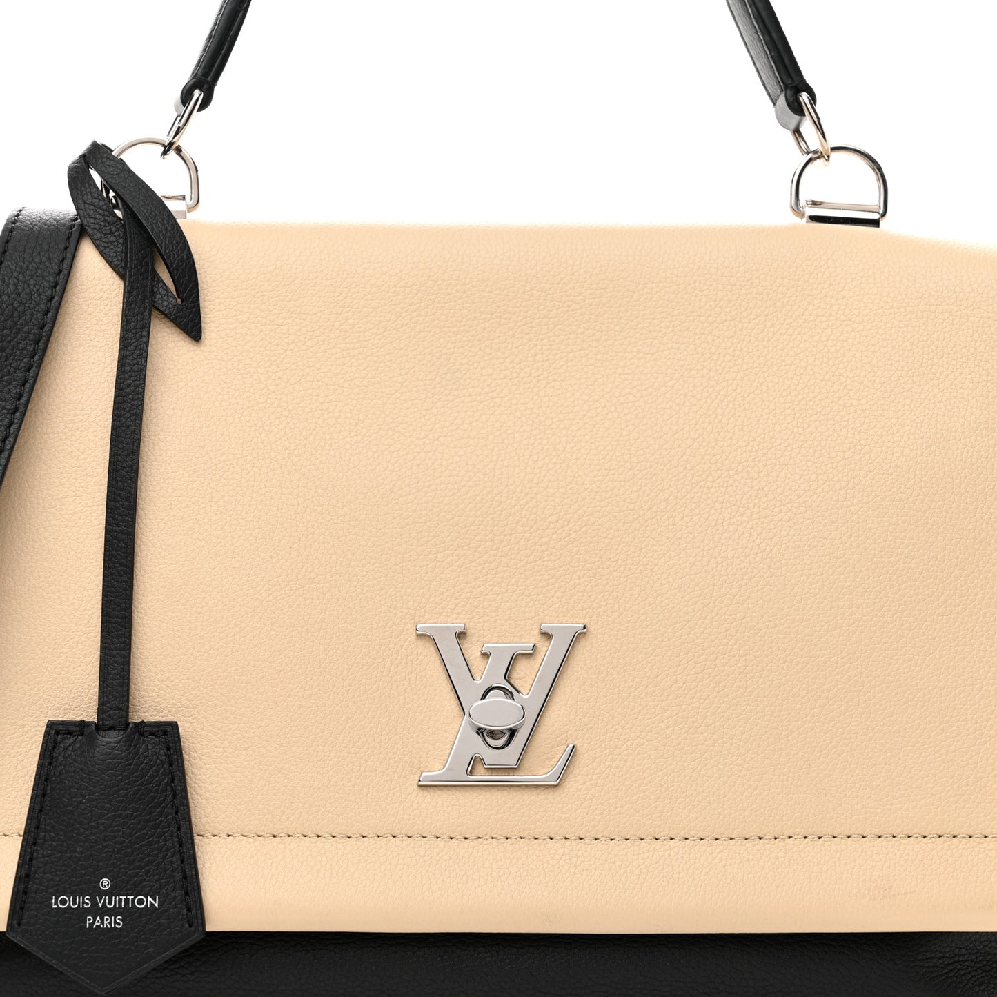 Soft Calfskin Lockme II Top Handle Vanille Black