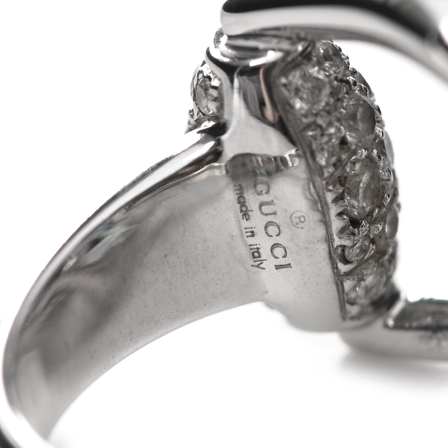 18K White Gold Diamond Double Horsebit Ring 53 6.25