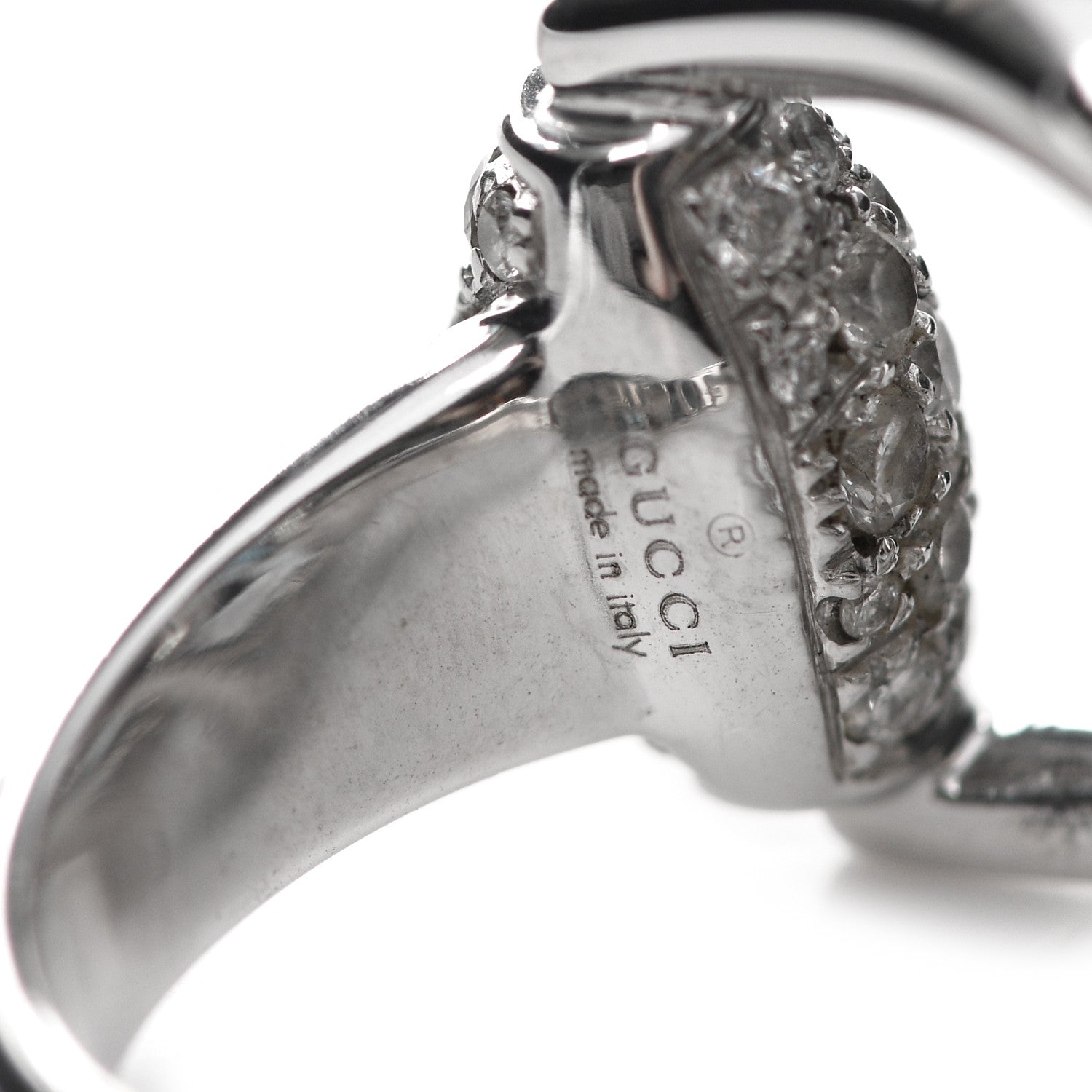Gucci 18K White Gold Diamond Double Horsebit Ring 53 6.25 5 of 5