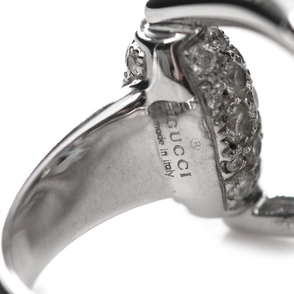 Gucci 18K White Gold Diamond Double Horsebit Ring 53 6.25 5 of 5