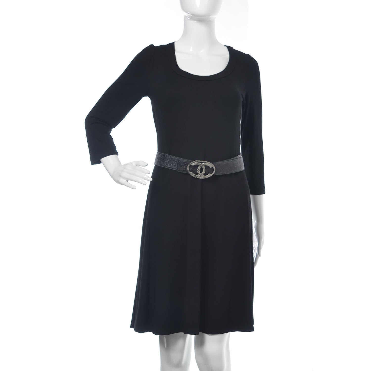 Chanel Metallic Crackled Calfskin CC Belt 80 32 Black 2 of 6