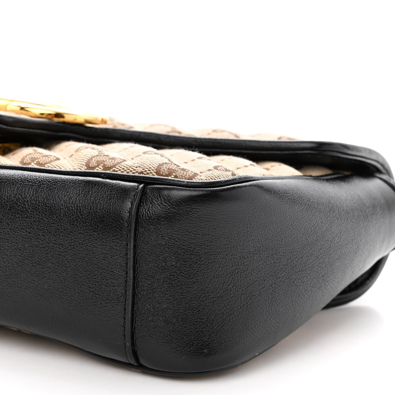 Gucci Monogram Matelasse Diagonal Small GG Marmont Shoulder Bag Beige Black 9 of 9