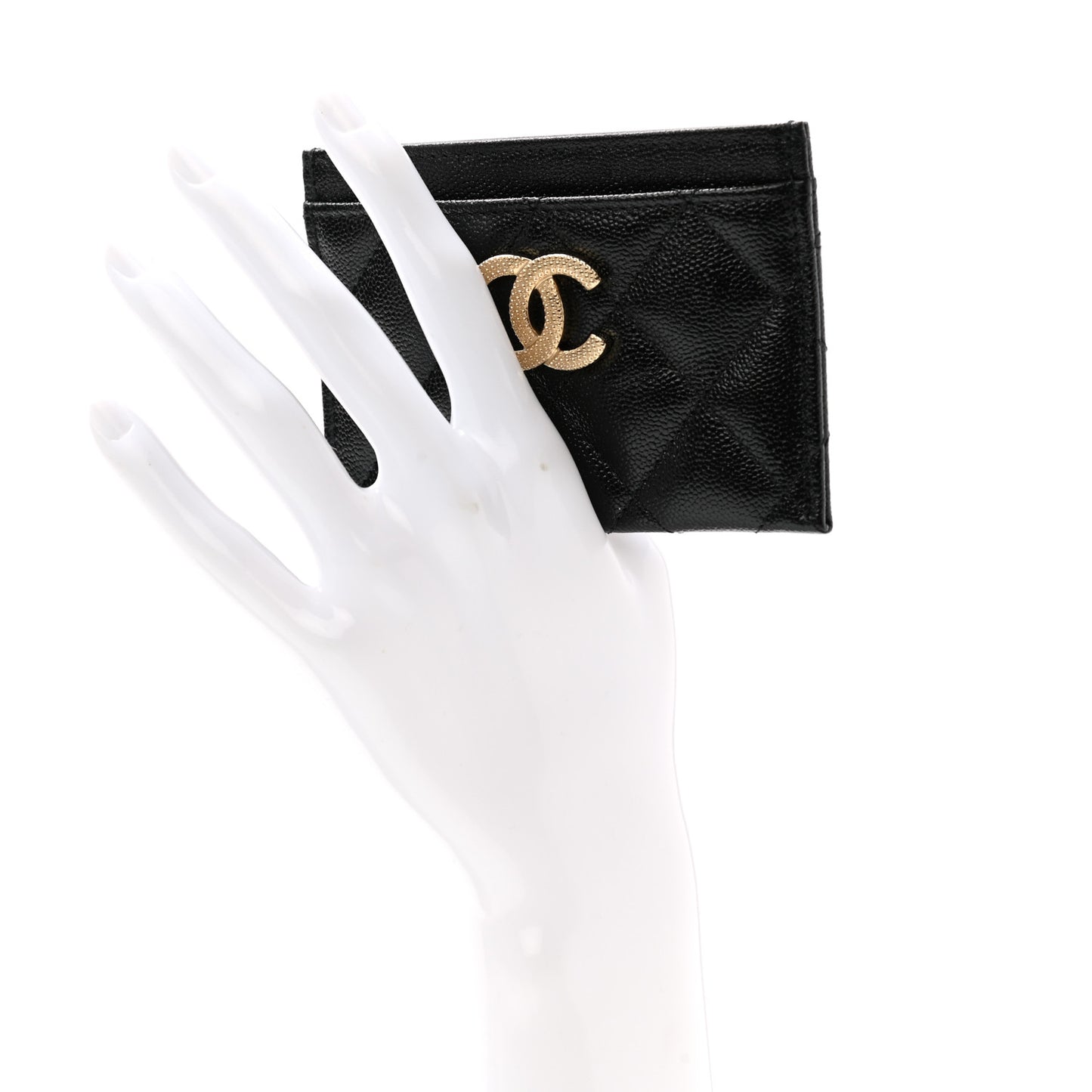 Caviar Quilted Studded CC Card Holder Black