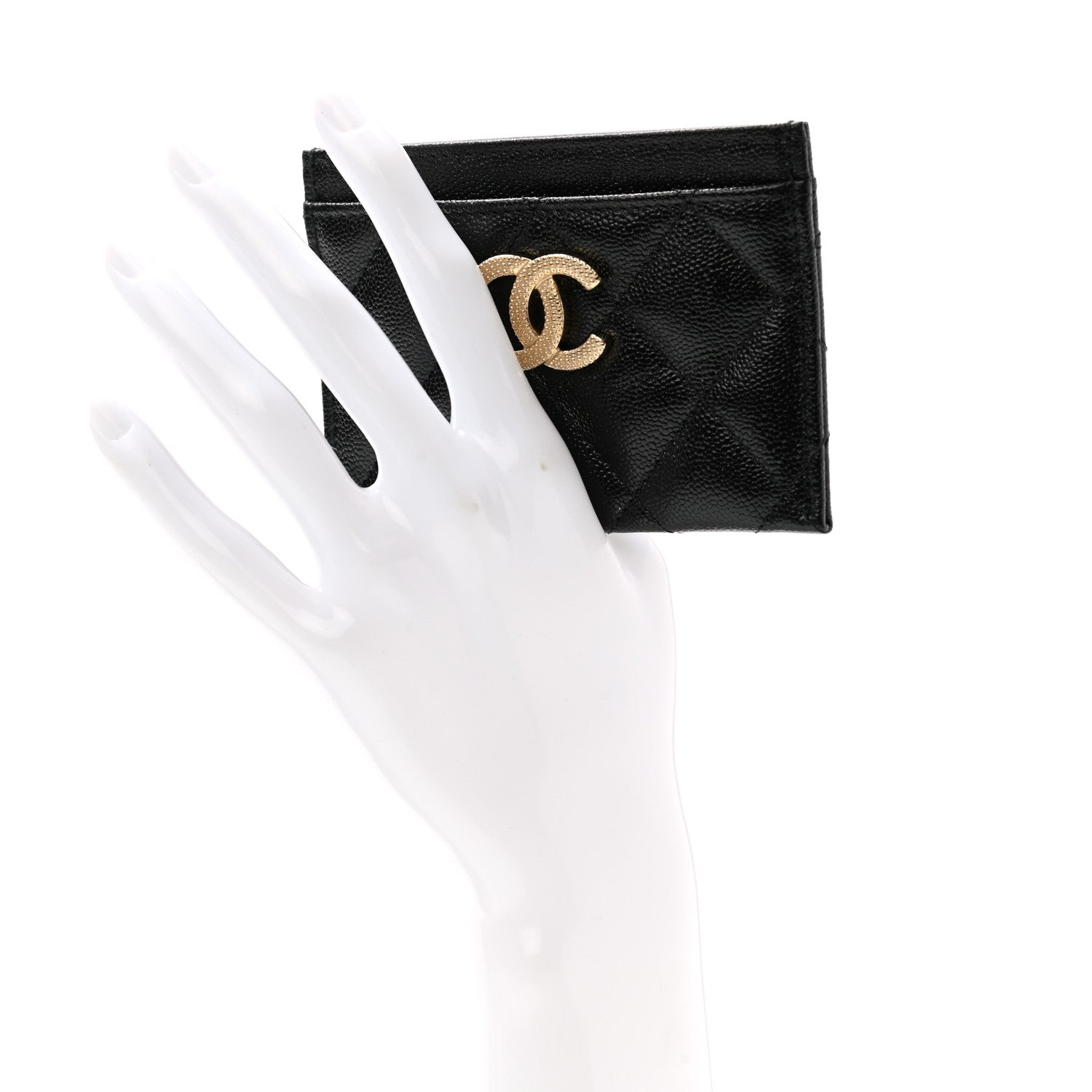 Chanel Caviar Quilted Studded CC Card Holder Black 2 of 9