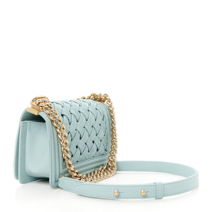 Chanel Lambskin Woven Small Chateau Boy Flap Light Blue 3 of 11