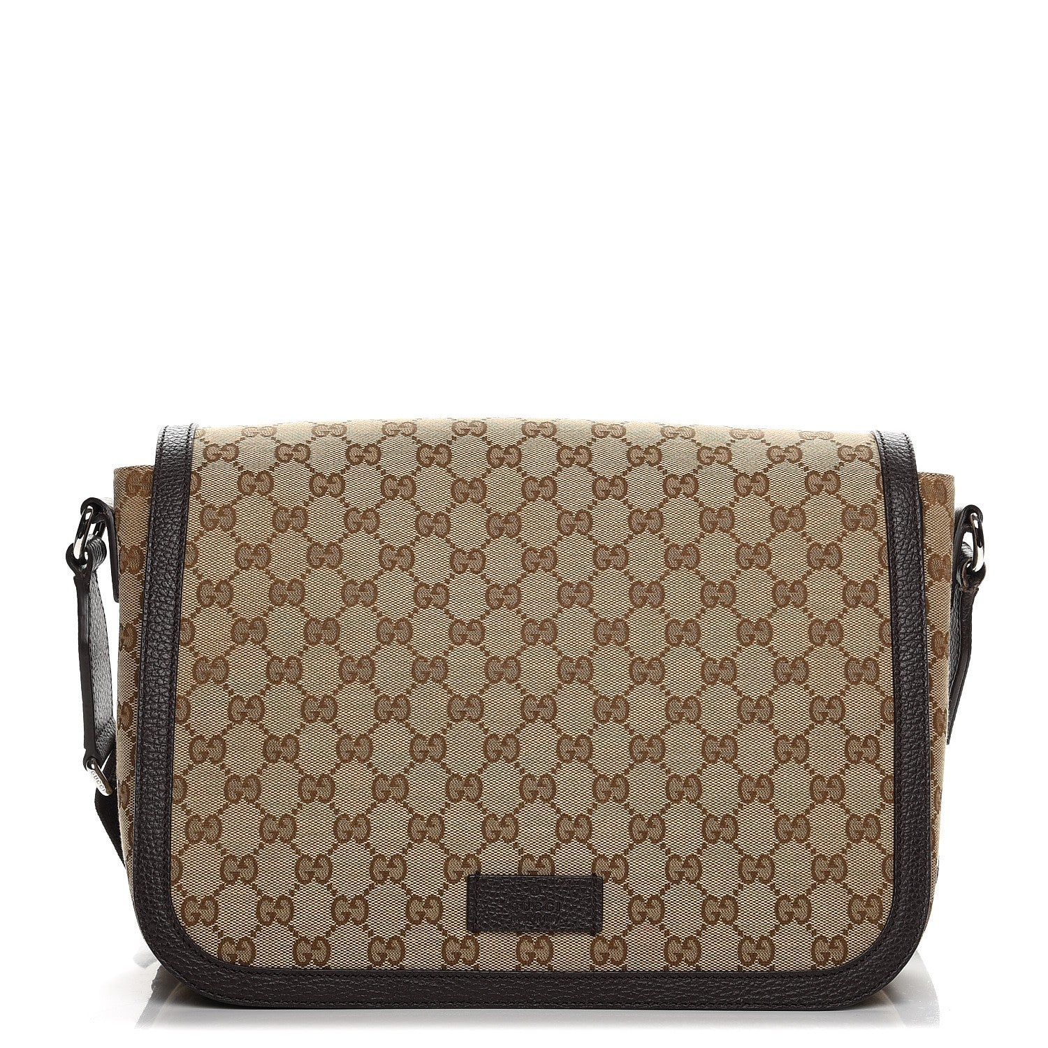 Gucci Monogram Large Flap Messenger Bag Beige Dark Brown 1 of 9